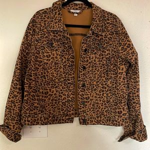 New - Sz 20 - Leopard Denim Jacket - Stretch